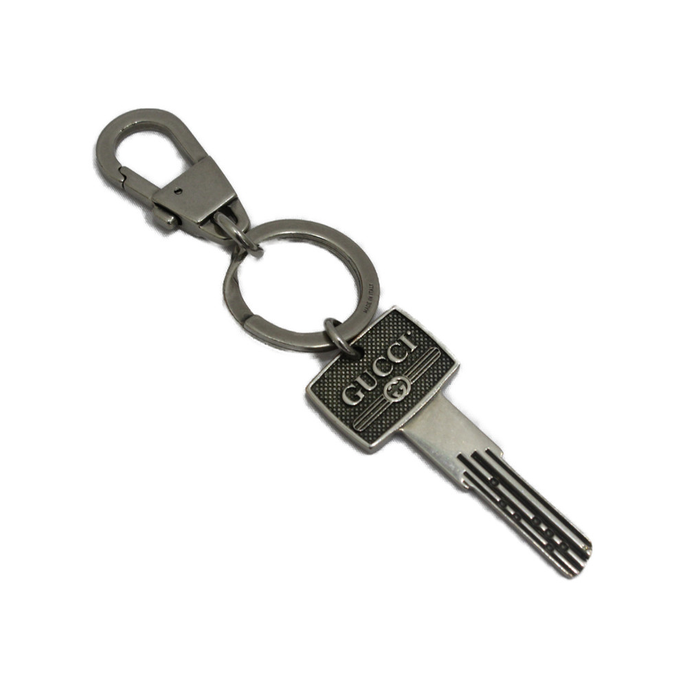 Gucci Key Motif Keychain Key Ring Silver Black View 2